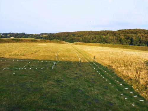ein leeres Feld mit einem Pfad im Gras in der Unterkunft 6 person holiday home in Hirtshals-By Traum in Hirtshals