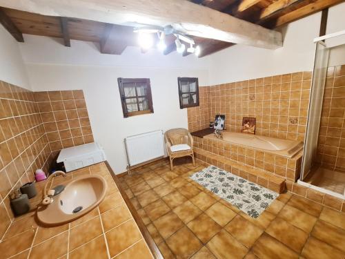 un baño con bañera y lavabo en Gîte de Mandarou, en Castelsagrat