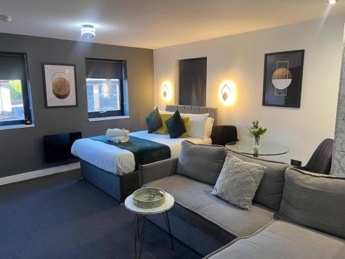 Χώρος καθιστικού στο Modern Serviced Studio - Affordable Luxury with Free WIFI Free Parking Flat Screen Smart TV