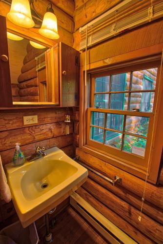 a bathroom with a sink and a window at Winds Aloft in Newland