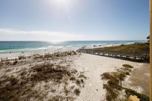 an aerial view of a beach with the ocean at Surf Dweller 312 Large gulf front in Fort Walton Beach