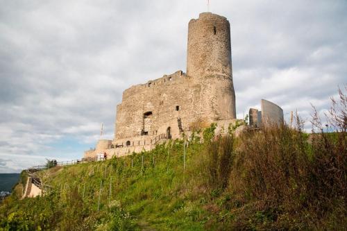 un château installé au sommet d'une colline verdoyante dans l'établissement Haus Budinger, à Alf