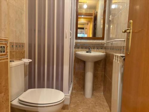 a bathroom with a toilet and a sink at Apartamentos Ball Benas Edificio Prados de Velarta in Cerler