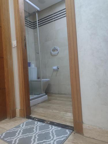a glass door leading into a bathroom with a shower at Casablanca House hassan2 in Casablanca