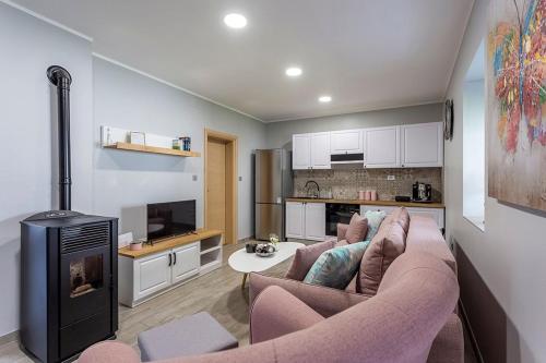 Kuchyň nebo kuchyňský kout v ubytování Ferienwohnung Anna In Lokve