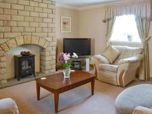 a living room with a couch and a fireplace at Ferguson in Warenford