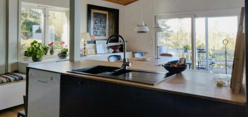 a kitchen with a sink and a counter at Cabin With Views Of The Oslofjord On Nesodden in Nordstrand