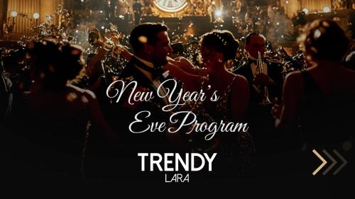 Una foto de una novia y un novio con una trompeta. en Trendy Lara, en Lara