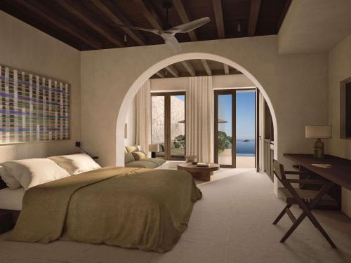 Ένα ή περισσότερα κρεβάτια σε δωμάτιο στο Luura Paros Cliff Adults only 16 plus