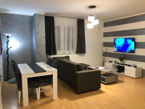 TV a/nebo společenská místnost v ubytování Apartman Lav