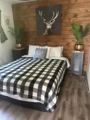 Postel nebo postele na pokoji v ubytování Le petit chalet Chertsey