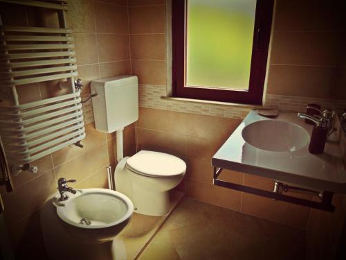 a bathroom with a toilet and a sink at Casale del Sole in Cepagatti