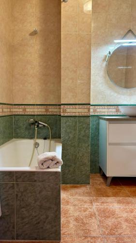a bathroom with a bath tub and a sink at Casa Laiglesia in Uncastillo