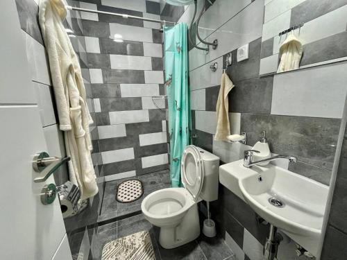 a bathroom with a toilet and a sink at Studio Apartman Treće Nebo in TrÅ¡iÄ‡