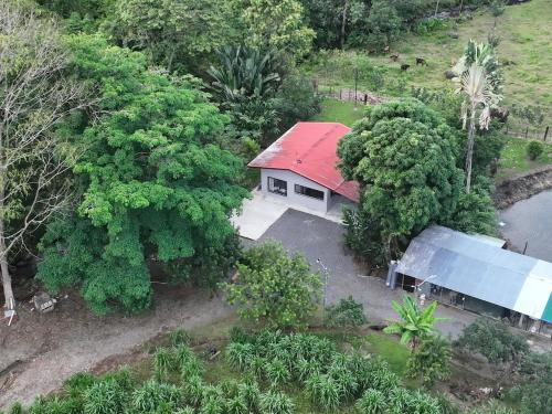 eine Luftaufnahme eines Hauses mit einem roten Dach in der Unterkunft Villa Lirica in San Francisco