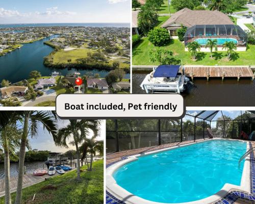 a collage of pictures of homes and a swimming pool at House With A BoatYour Private Waterfront Resort in Port Charlotte