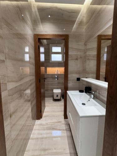 拉巴特Luxury apartment的带水槽和马桶的浴室