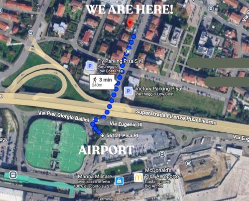 a map of the intersection of a freeway at The Green Gate - Airport Guest House in Pisa