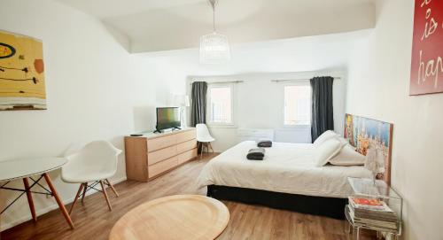 Ένα ή περισσότερα κρεβάτια σε δωμάτιο στο Studio centre historique 200 m de la mairie - Climatisé