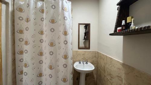 Casa solo familias في مار ديل بلاتا: حمام مع مغسلة وستارة دش