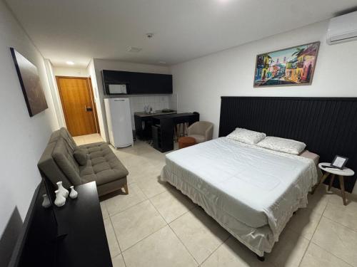 Postel nebo postele na pokoji v ubytování Flat Moderno a 150m do Salvador Shopping