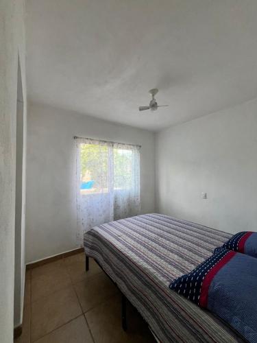 ein Schlafzimmer mit einem Bett und einem Fenster in der Unterkunft Casa Palms in San Francisco
