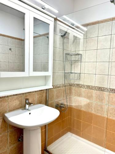 une salle de bain avec lavabo et douche dans l'établissement El Oasis de Gara, à San Isidro