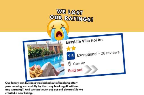 a screenshot of a website with a picture of a pool at EasyLife Villa Hội An in Tân Thành (1)