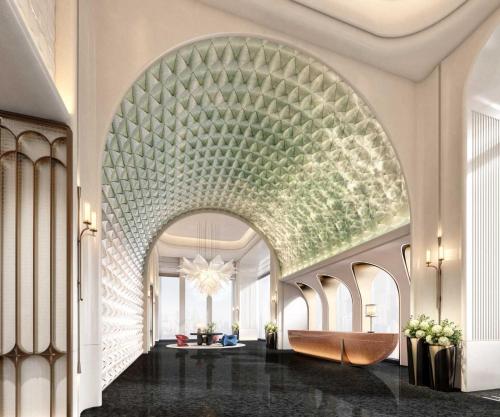 a rendering of a lobby with a glass ceiling at Vignette Collection TFT Chongqing by IHG in Chongqing
