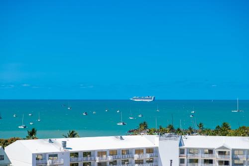 a view of the ocean from the balcony of a building at Ocean View Studio 14A in Airlie Beach