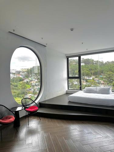 Postel nebo postele na pokoji v ubytování Sky View