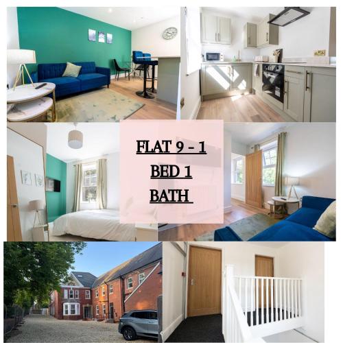 a collage of photos of a kitchen and a living room at Flat 9- 1BR in Newport