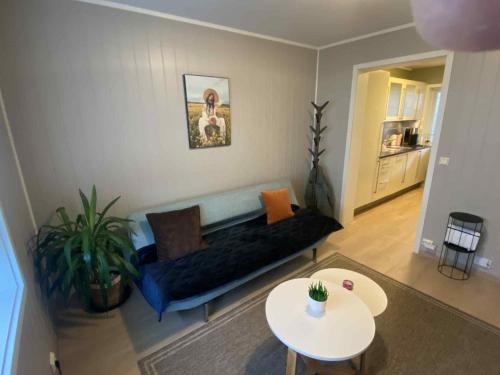 Posezení v ubytování Sentralt leilighet