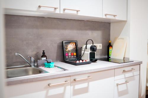 Η κουζίνα ή μικρή κουζίνα στο Gemütliches Apartment nähe Bahnhof und Hochschule