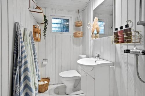 VoldbyにあるFY402-Asperup-Eskelundsvaenget-9のトイレと洗面台のあるバスルーム