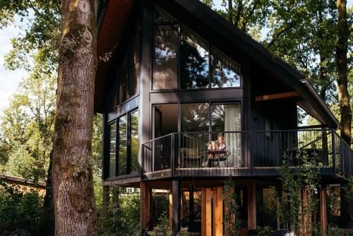 Balkón nebo terasa v ubytování Natuur Villa met Hottub & Sauna | 2 personen - Resort Valley