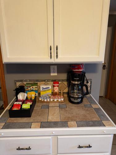 a kitchen counter with some food on it at Fireflies and night skies! in French Lick