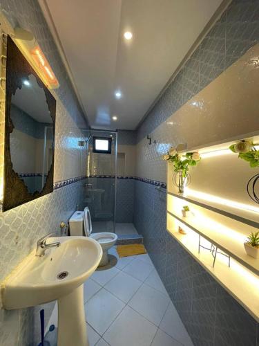 a bathroom with a sink and a toilet at Appartement cosy World Rabat in Rabat