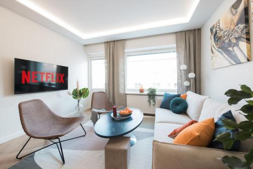 Χώρος καθιστικού στο Luxury Top Floor, Balcony and Easy 24h Check-in