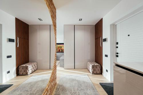 Giường trong phòng chung tại Central Rîșcani Loft