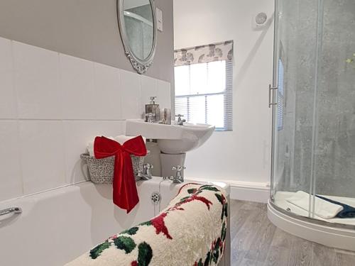 Vannituba majutusasutuses Ironbridge View Townhouse WINNER 2025 UK MOST PICTURESQUE SELF-CATERING HOLIDAY HOME & WINNER SELF-CATERING ACCOMMODATION OF THE YEAR 2025