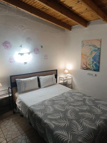 a bedroom with a bed in a room at Front Beach House in Skala Kallirachis