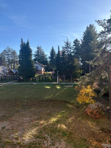 un cortile con una casa e alberi sullo sfondo di Magnet Lux Zlatibor 