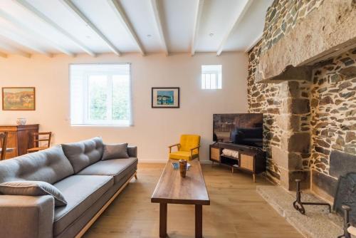 Χώρος καθιστικού στο Gîte de charme à la campagne à 15 km de la mer