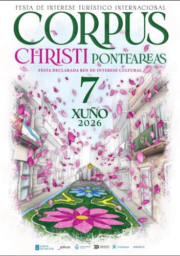 a flyer for a christmas festival with pink flowers at La maison d'Abelleira in Puenteareas