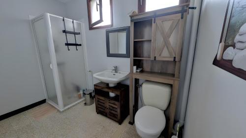 巴尔雅克Chez Nana - Maison dans le Gard的带马桶和水槽的浴室