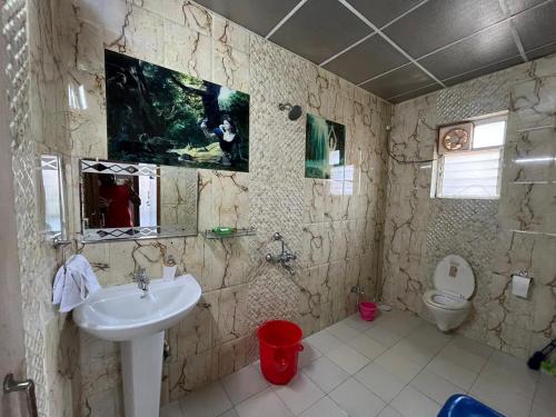 a bathroom with a sink and a toilet at 3BHKVilla Panshet in Lavasa