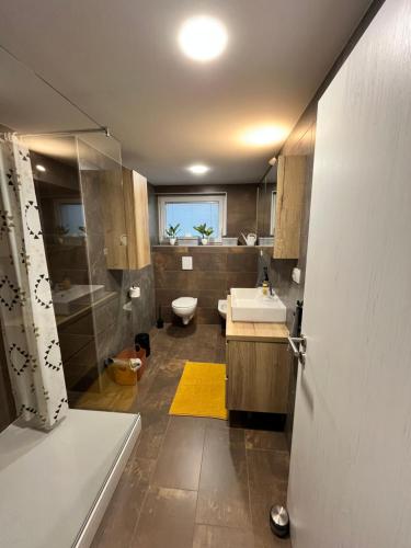 Koupelna v ubytování Apartma - Hiša Zofija