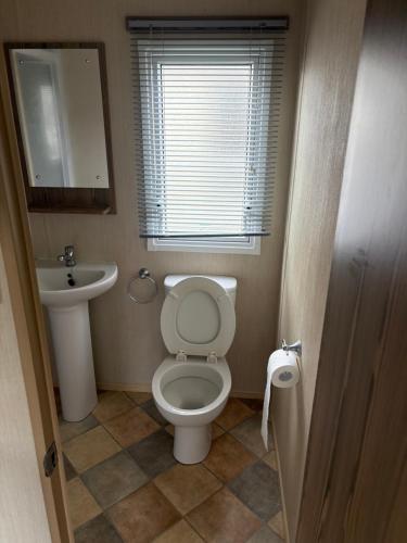 梅布尔索普TLJ Caravan Hires的带马桶和水槽的浴室