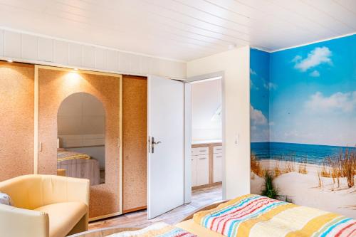 Postel nebo postele na pokoji v ubytování Menschen Meehr und wilder Wein